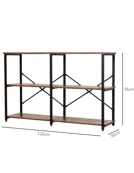 HOMCOM 3-Tier Industrial Style Shelf Metal Frame Smooth Shelves Adjustable Feet Home Office Display Storage Unit Sleek 76x120cm  - pic 69165 | FastDaddyshop