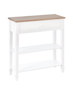 HOMCOM Console Table Hallway Side Desk One Drawer, White and Natural 837-046