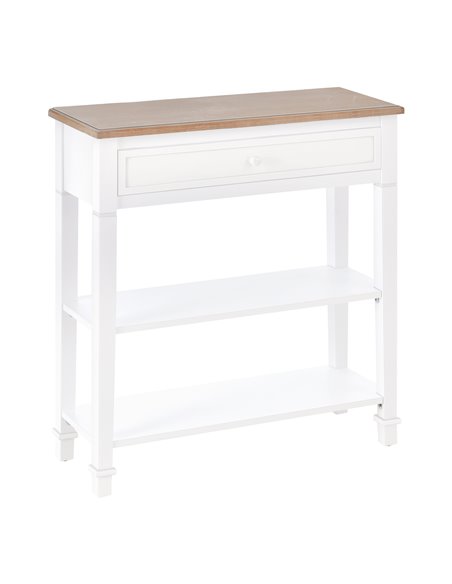 HOMCOM Console Table Hallway Side Desk One Drawer, White and Natural 837-046 - pic 69172 | FastDaddyshop