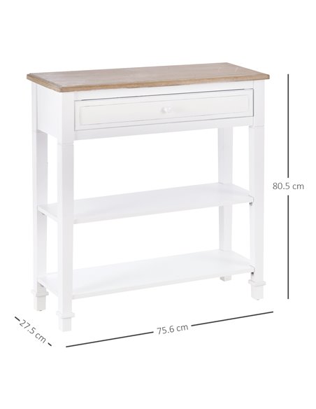 HOMCOM Console Table Hallway Side Desk One Drawer 2 Shelves Worktop Handle Retro Elegant Style Home Display Storage for Bedroom  - pic 69174 | FastDaddyshop