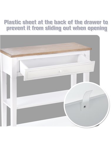 HOMCOM Console Table Hallway Side Desk One Drawer 2 Shelves Worktop Handle Retro Elegant Style Home Display Storage for Bedroom 