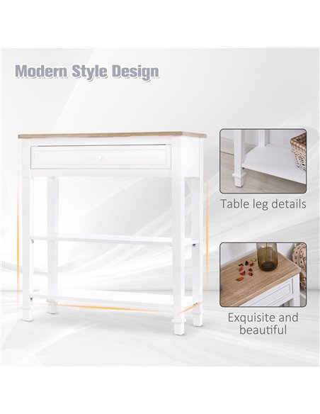 HOMCOM Console Table Hallway Side Desk One Drawer 2 Shelves Worktop Handle Retro Elegant Style Home Display Storage for Bedroom  - pic 69178 | FastDaddyshop