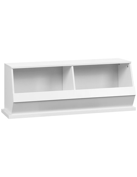 HOMCOM Display Storage Unit 2 Cube Cabinet for Living Room, Bedroom, Playroom, Closet with Dual Compartments, White 838-202 - pic 69190 | FastDaddyshop