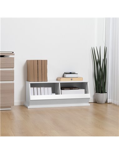 HOMCOM Display Storage Unit 2 Cube Cabinet for Living Room, Bedroom, Playroom, Closet with Dual Compartments, White 838-202