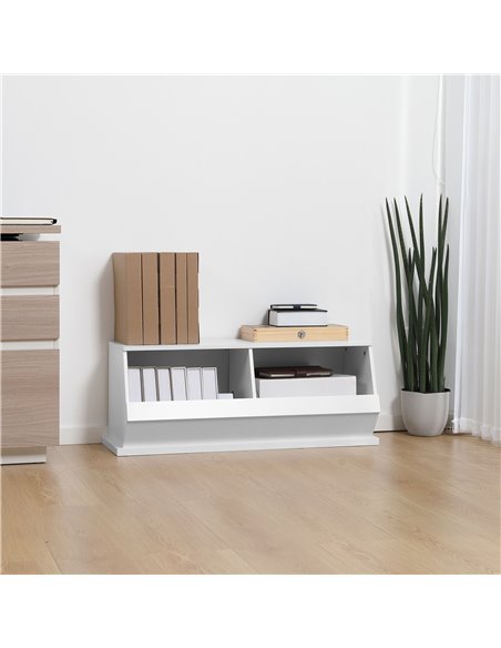 HOMCOM Display Storage Unit 2 Cube Cabinet for Living Room, Bedroom, Playroom, Closet with Dual Compartments, White 838-202 - pic 69191 | FastDaddyshop