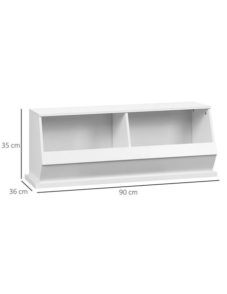 HOMCOM Display Storage Unit 2 Cube Cabinet for Living Room, Bedroom, Playroom, Closet with Dual Compartments, White 838-202 - pic 69192 | FastDaddyshop