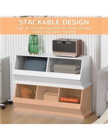 HOMCOM Display Storage Unit 2 Cube Cabinet for Living Room, Bedroom, Playroom, Closet with Dual Compartments, White 838-202