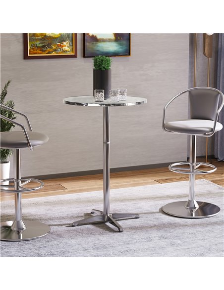 HOMCOM Aluminum Bistro Bar Table Round Tabletop Dining Wine Pub Stainless Steel 2 Height Settings 70cm/110cm 02-0097 - pic 69200 | FastDaddyshop