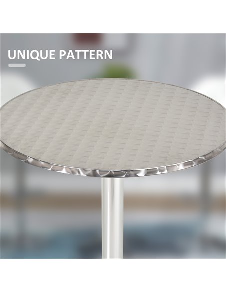 HOMCOM Aluminum Bistro Bar Table Round Tabletop Dining Wine Pub Stainless Steel 2 Height Settings 70cm/110cm 02-0097 - pic 69204 | FastDaddyshop