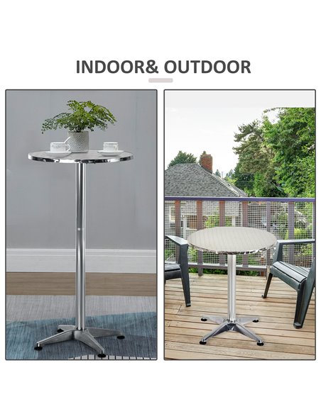 HOMCOM Aluminum Bistro Bar Table Round Tabletop Dining Wine Pub Stainless Steel 2 Height Settings 70cm/110cm 02-0097 - pic 69205 | FastDaddyshop