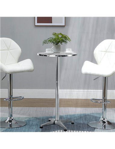 HOMCOM Aluminum Bistro Bar Table Round Tabletop Dining Wine Pub Stainless Steel 2 Height Settings 70cm/110cm 02-0097