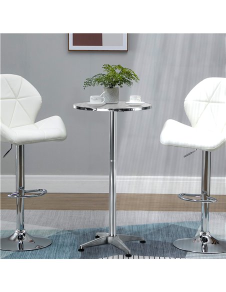HOMCOM Aluminum Bistro Bar Table Round Tabletop Dining Wine Pub Stainless Steel 2 Height Settings 70cm/110cm 02-0097 - pic 69207 | FastDaddyshop