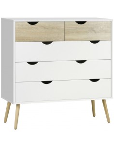 Homcom Chest of Drawers, 5 Drawer Dresser for Bedroom, Living Room