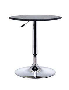 HOMCOM Adjustable Round Bistro Bar Table with PVC Leather Top Steel Base Home Kitchen Dining Desk  Black 02-0071