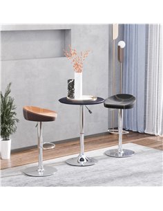 HOMCOM Adjustable Round Bistro Bar Table with PVC Leather Top Steel Base Home Kitchen Dining Desk  Black 02-0071 2