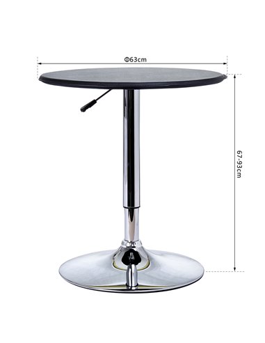 HOMCOM Adjustable Round Bistro Bar Table with PVC Leather Top Steel Base Home Kitchen Dining Desk  Black 02-0071