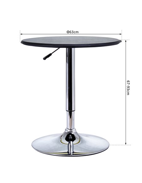 HOMCOM Adjustable Round Bistro Bar Table with PVC Leather Top Steel Base Home Kitchen Dining Desk  Black 02-0071 - pic 69219 | FastDaddyshop