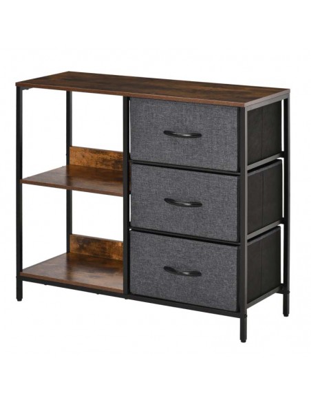 Homcom Dresser with 3 Fabric Drawers and 2 Display Shelves, Black - pic 6922 | FastDaddyshop