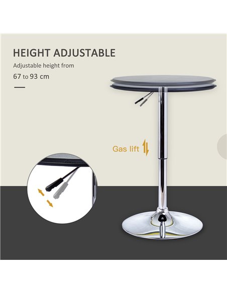 HOMCOM Adjustable Round Bistro Bar Table with PVC Leather Top Steel Base Home Kitchen Dining Desk  Black 02-0071 - pic 69220 | FastDaddyshop