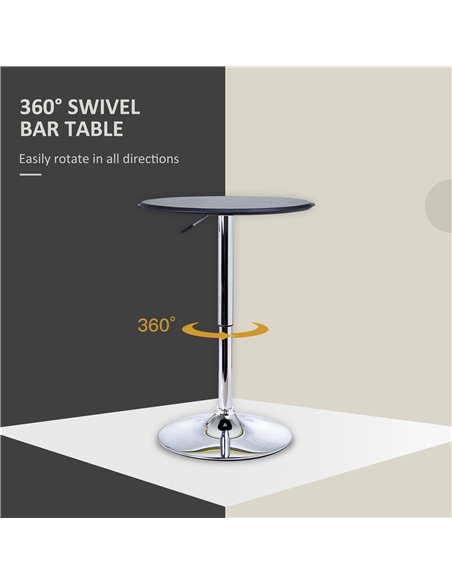 HOMCOM Adjustable Round Bistro Bar Table with PVC Leather Top Steel Base Home Kitchen Dining Desk  Black 02-0071 - pic 69221 | FastDaddyshop