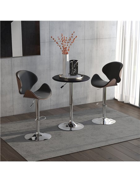 HOMCOM Adjustable Round Bistro Bar Table with PVC Leather Top Steel Base Home Kitchen Dining Desk  Black 02-0071 - pic 69225 | FastDaddyshop