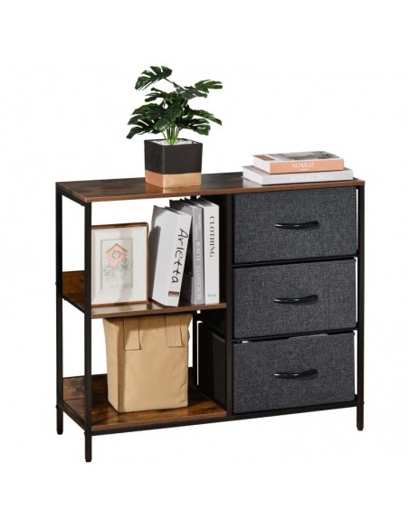 Homcom Dresser with 3 Fabric Drawers and 2 Display Shelves, Black - pic 6923 | FastDaddyshop