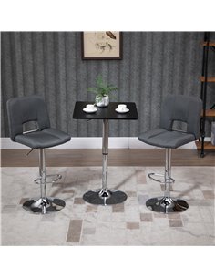 HOMCOM Modern Height Adjustable Counter Bar Table, Black and Silver 835-303BK 2