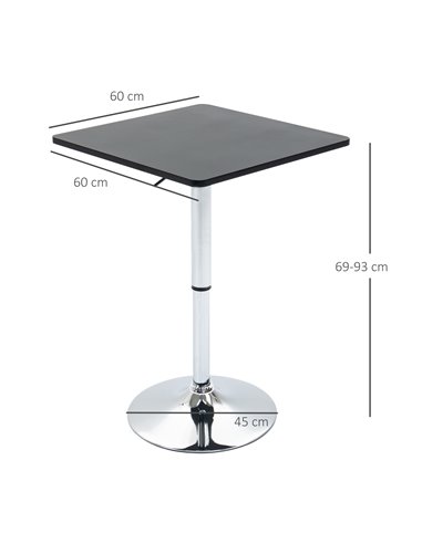 HOMCOM Modern Height Adjustable Counter Bar Table with 360° Swivel Tabletop and Electroplating Metal Base, Pub Desk, Black and S