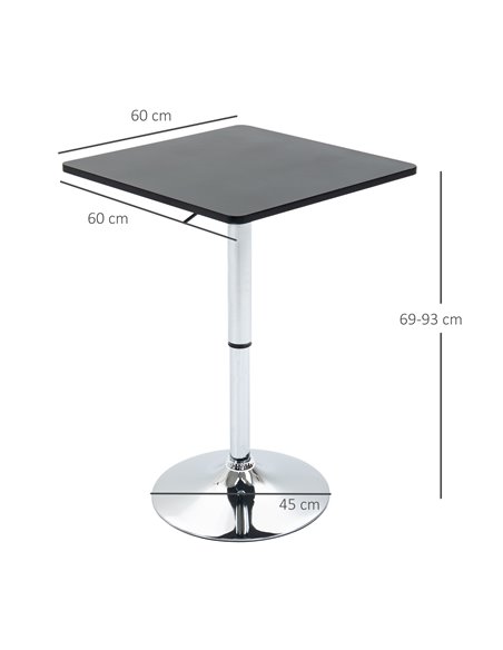 HOMCOM Modern Height Adjustable Counter Bar Table with 360° Swivel Tabletop and Electroplating Metal Base, Pub Desk, Black and S - pic 69237 | FastDaddyshop