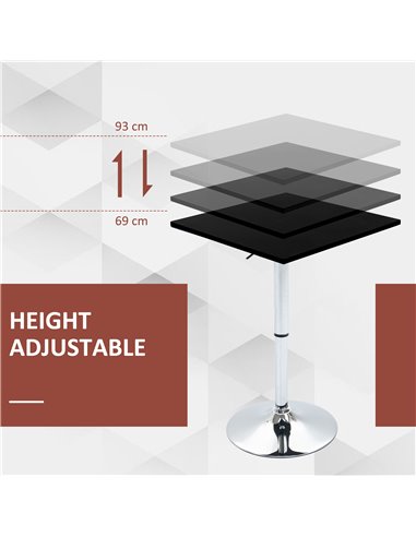 HOMCOM Modern Height Adjustable Counter Bar Table with 360° Swivel Tabletop and Electroplating Metal Base, Pub Desk, Black and S