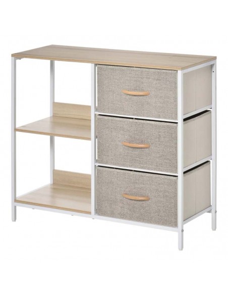 Homcom Dresser with 3 Fabric Drawers and 2 Display Shelves, Beige - pic 6924 | FastDaddyshop