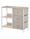 Homcom Dresser with 3 Fabric Drawers and 2 Display Shelves, Beige