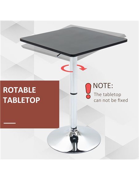 HOMCOM Modern Height Adjustable Counter Bar Table with 360° Swivel Tabletop and Electroplating Metal Base, Pub Desk, Black and S - pic 69240 | FastDaddyshop