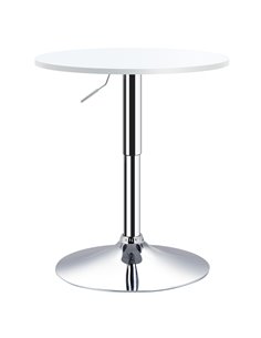 HOMCOM Adjustable Bar Table, Φ30cm, Round Bistro Table with Swivel Top, Metal Frame, Stylish for Kitchen, White 835-388WT