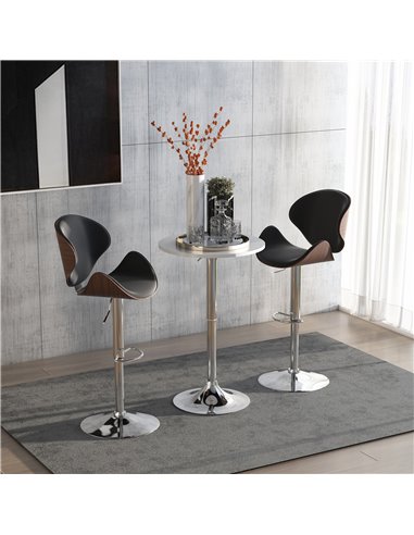 HOMCOM Adjustable Bar Table, Φ30cm, Round Bistro Table with Swivel Top, Metal Frame, Stylish for Kitchen, White 835-388WT