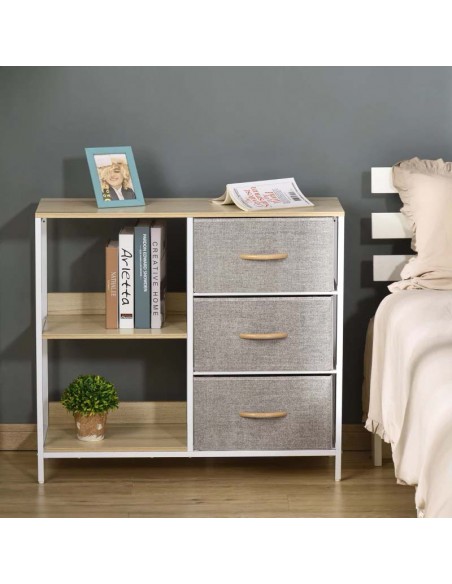 Homcom Dresser with 3 Fabric Drawers and 2 Display Shelves, Beige - pic 6925 | FastDaddyshop