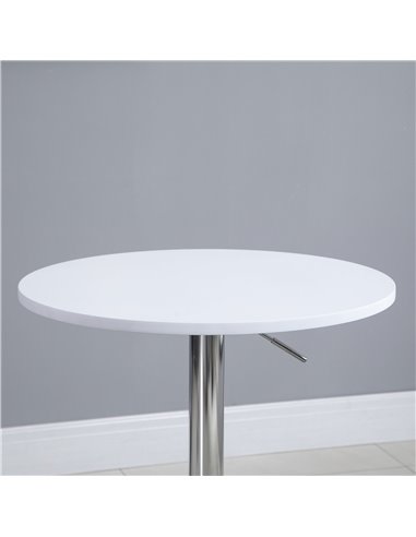 HOMCOM Adjustable Bar Table, Φ30cm, Round Bistro Table with Swivel Top, Metal Frame, Stylish for Kitchen, White 835-388WT