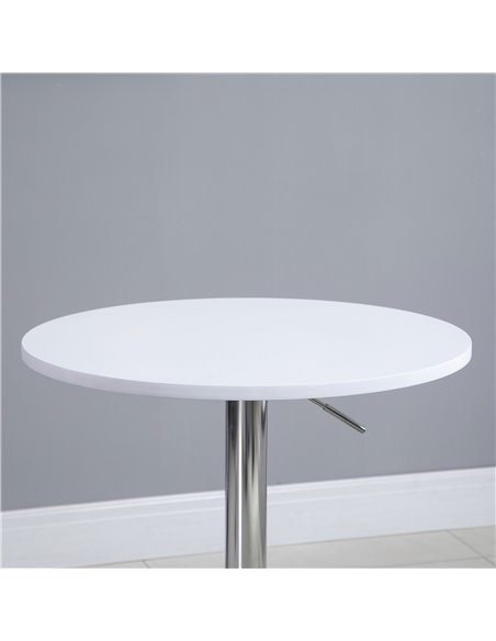 HOMCOM Adjustable Bar Table, Φ30cm, Round Bistro Table with Swivel Top, Metal Frame, Stylish for Kitchen, White 835-388WT - pic 69251 | FastDaddyshop