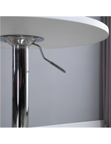 HOMCOM Adjustable Bar Table, Φ30cm, Round Bistro Table with Swivel Top, Metal Frame, Stylish for Kitchen, White 835-388WT