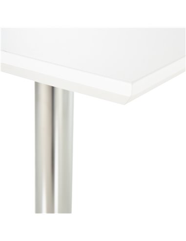 HOMCOM Square Height Adjustable Bar Table Counter Pub Desk with Metal Base for Home Bar, Dining Room, Kitchen, White 835-131
