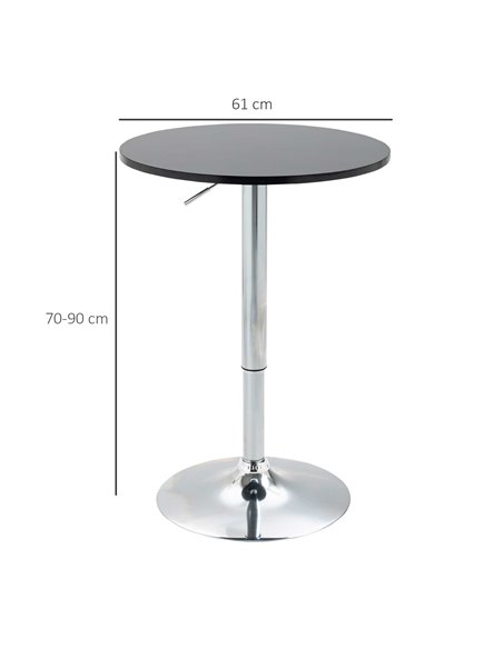 HOMCOM Round Height Adjustable Bar Table Counter Pub Desk with Metal Base for Home Bar, Dining Room, Kitchen, Black 835-504 - pic 69273 | FastDaddyshop