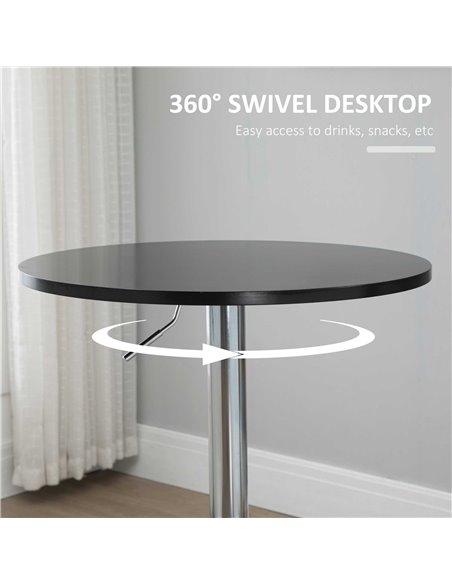 HOMCOM Round Height Adjustable Bar Table Counter Pub Desk with Metal Base for Home Bar, Dining Room, Kitchen, Black 835-504 - pic 69275 | FastDaddyshop