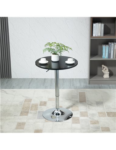 HOMCOM Round Height Adjustable Bar Table Counter Pub Desk with Metal Base for Home Bar, Dining Room, Kitchen, Black 835-504