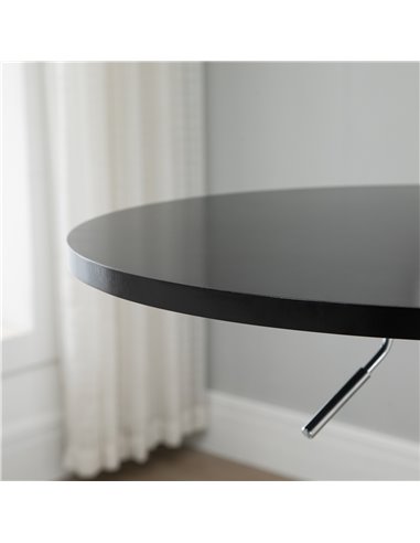 HOMCOM Round Height Adjustable Bar Table Counter Pub Desk with Metal Base for Home Bar, Dining Room, Kitchen, Black 835-504