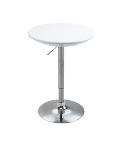 HOMCOM Modern Round Bar Table Adjustable Height Home Pub Bistro Desk Swivel Painted Top with Silver Steel Leg and Base, White 83