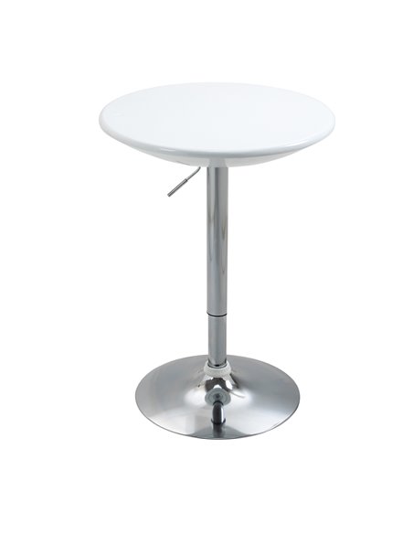 HOMCOM Modern Round Bar Table Adjustable Height Home Pub Bistro Desk Swivel Painted Top with Silver Steel Leg and Base, White 83 - pic 69280 | FastDaddyshop