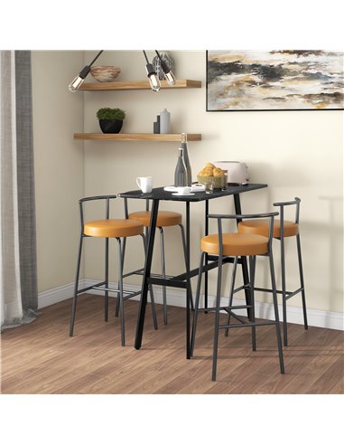 HOMCOM Rectangular Bar Table w/ Sturdy Metal Frame, Contemporary Design High Top Kitchen Table w/ Faux Marble Top, Easy Assembly