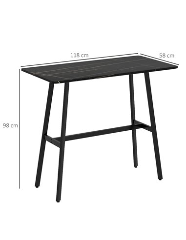 HOMCOM Rectangular Bar Table w/ Sturdy Metal Frame, Contemporary Design High Top Kitchen Table w/ Faux Marble Top, Easy Assembly