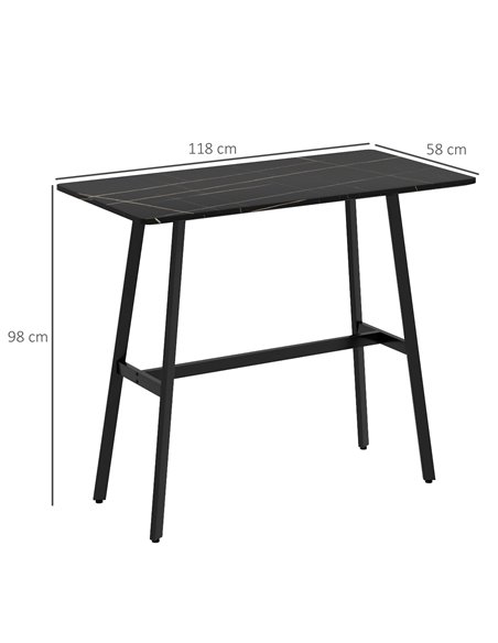 HOMCOM Rectangular Bar Table w/ Sturdy Metal Frame, Contemporary Design High Top Kitchen Table w/ Faux Marble Top, Easy Assembly - pic 69300 | FastDaddyshop
