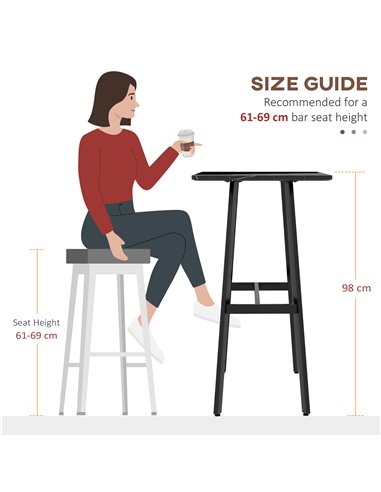 HOMCOM Rectangular Bar Table w/ Sturdy Metal Frame, Contemporary Design High Top Kitchen Table w/ Faux Marble Top, Easy Assembly